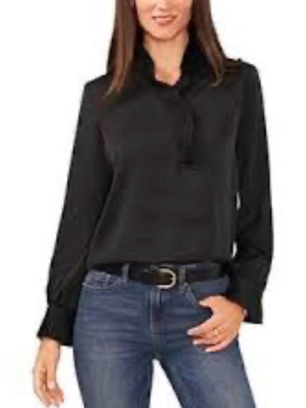 Vince Camuto Ruffle Collar Blouse NWT Black Small Pleated